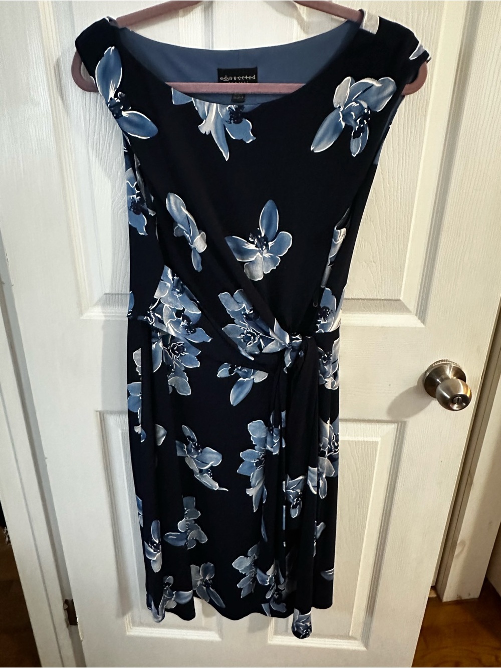 connected apparel Navy Floral Midi Wrap Dress